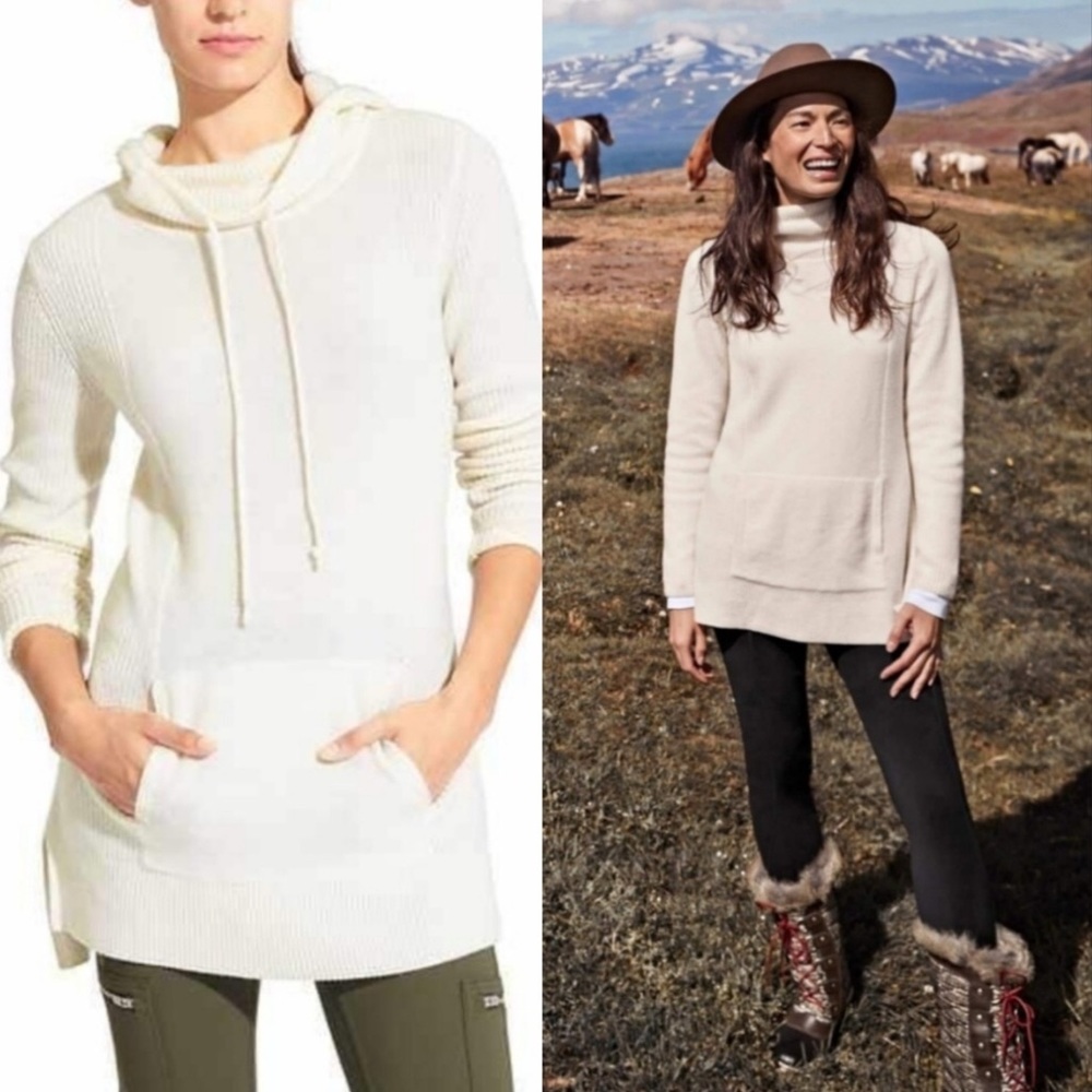 Athleta 100% Cashmere Pullover Hoodie Sweater